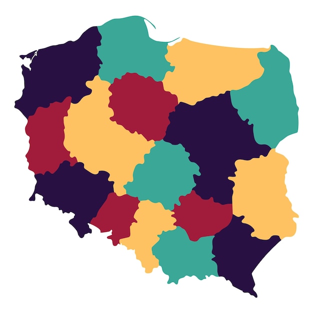 Vecteur carte de pologne carte de la pologne dans les régions administratives