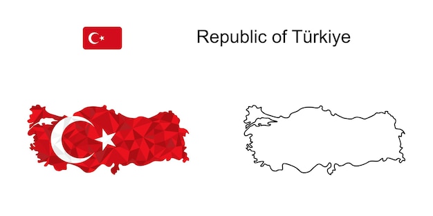 Vecteur carte polygonale de la république de turquie