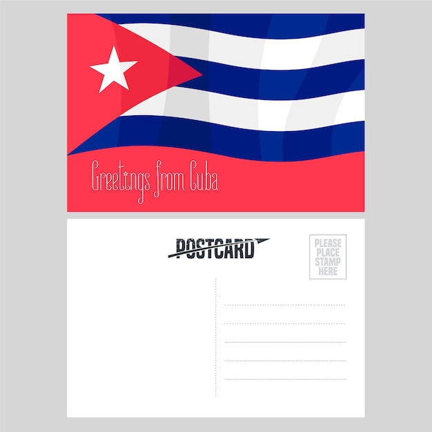 Carte Postale De Cuba Avec Illustration Vectorielle De Drapeau Cubain