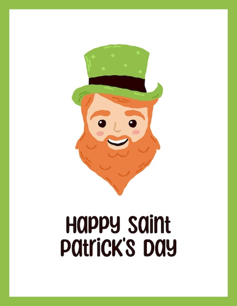 Carte postale festive pour la fête de Saint-Patrick avec des lettres éléments de dessins animés dessinés à la main illustration vectorielle