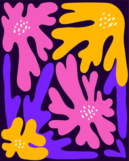 Vecteur carte postale florale lumineuse dans un style hippie rétro une carte postale esthétique dans le style de matisse