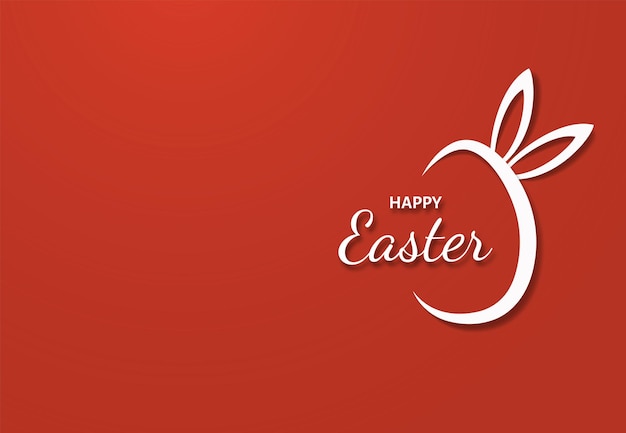 Carte postale avec des oreilles de lapin de Pâques découpées en papier blanc sur un fond rouge Bonne Pâque
