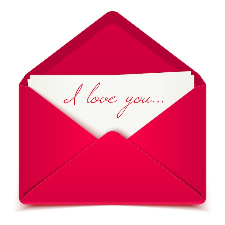 Vecteur carte postale saint valentin avec enveloppe rose