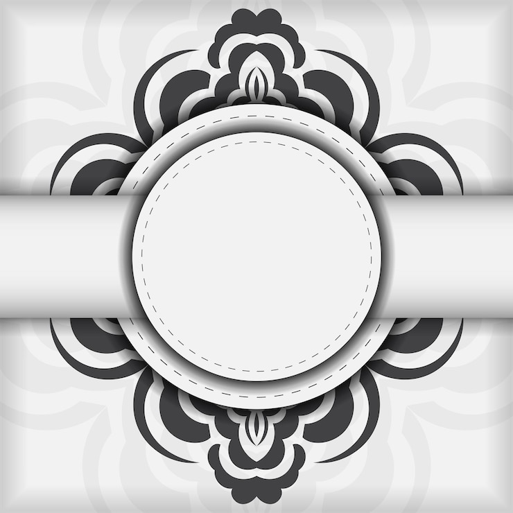 Vecteur carte postale vectorielle luxueuse couleurs blanches avec ornements indiens conception de cartes d'invitation avec des motifs de mandala
