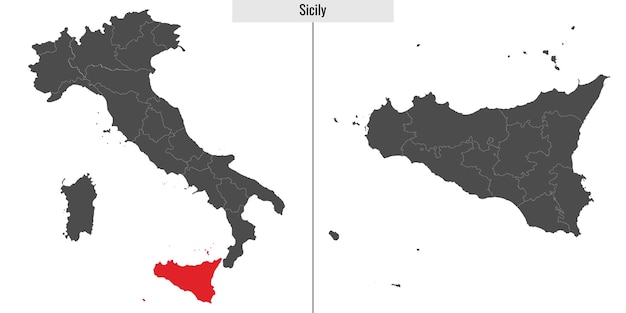 Carte de la province de Sicile en Italie