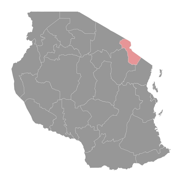 Carte De La Région Du Kilimanjaro Division Administrative De La Tanzanie Illustration Vectorielle