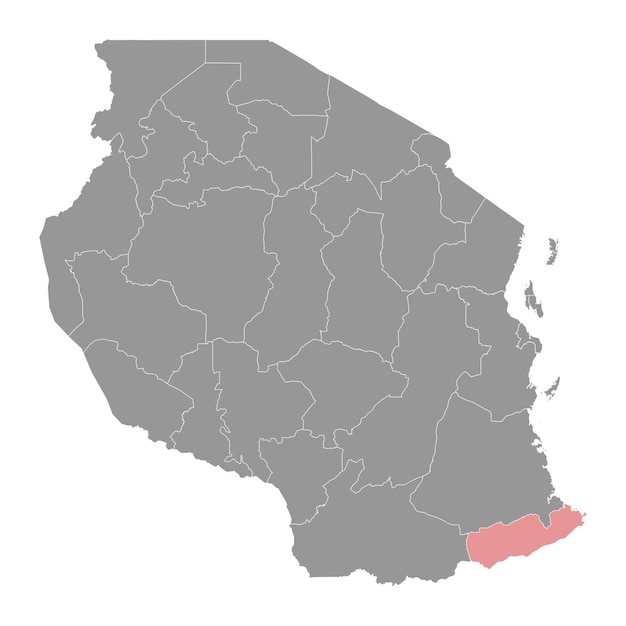 Carte De La Région De Mtwara Division Administrative De La Tanzanie Illustration Vectorielle