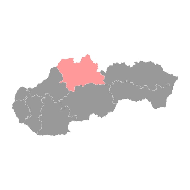 Vecteur carte de la région de zilina en slovaquie illustration vectorielle