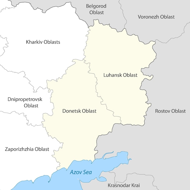 Vecteur carte des régions de donetsk et de lugansk en ukraine