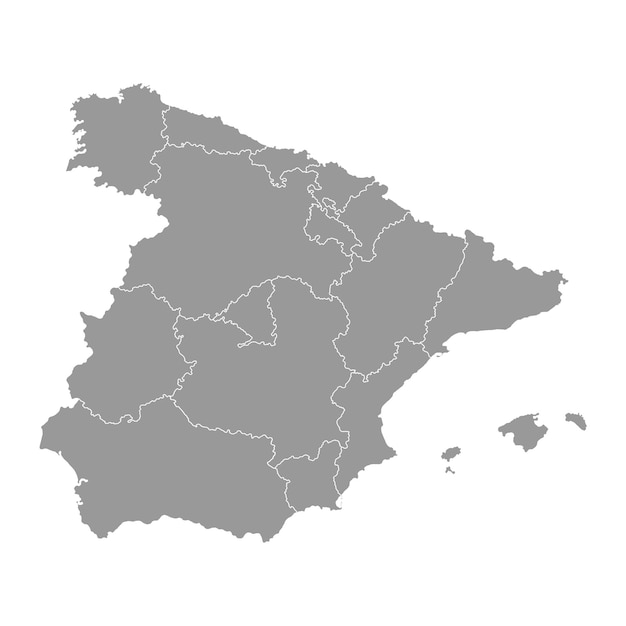 Carte des régions d'Espagne Illustration vectorielle