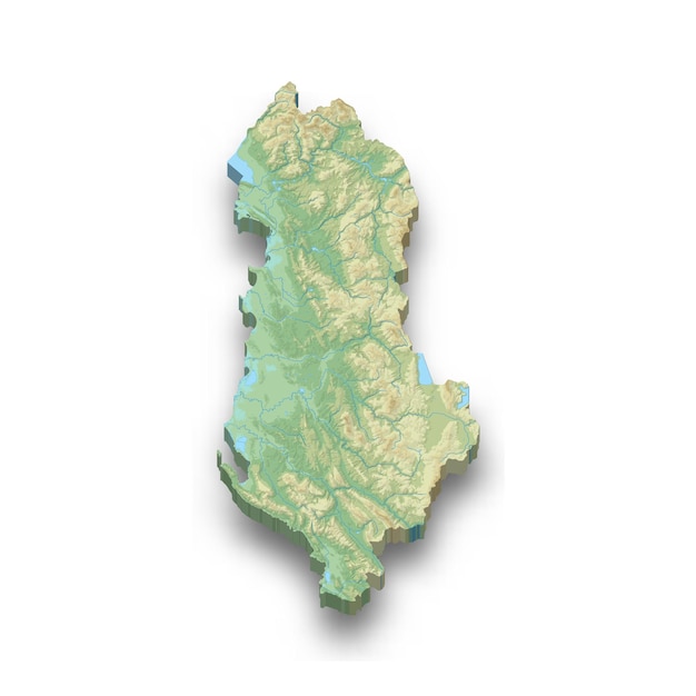 Carte En Relief Isométrique 3d De L'albanie