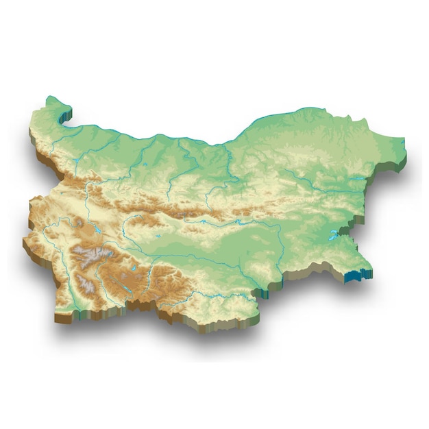 Carte En Relief Isométrique 3d De La Bulgarie