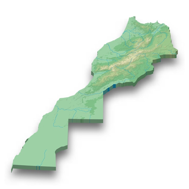 Carte En Relief Isométrique 3d Du Maroc