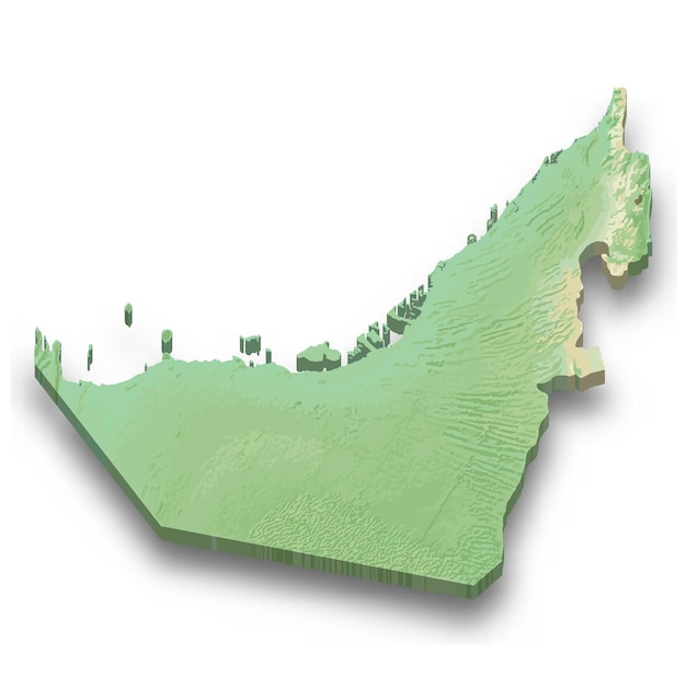 Carte En Relief Isométrique 3d Des Emirats Arabes Unis