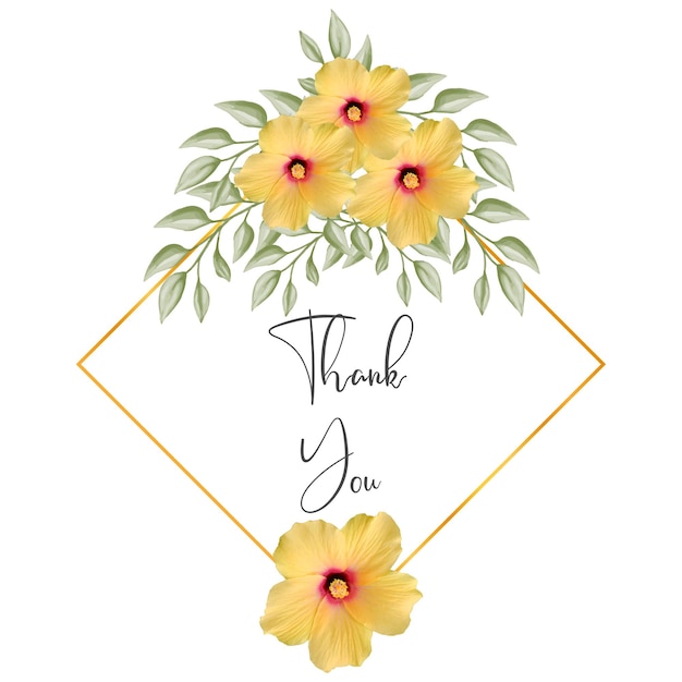 Carte de remerciement avec aquarelle de couronne florale