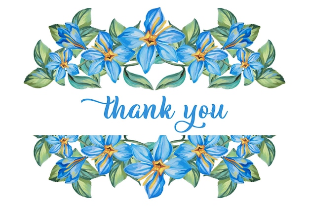 Carte de remerciement avec fleur florale aquarelle peinte à la main