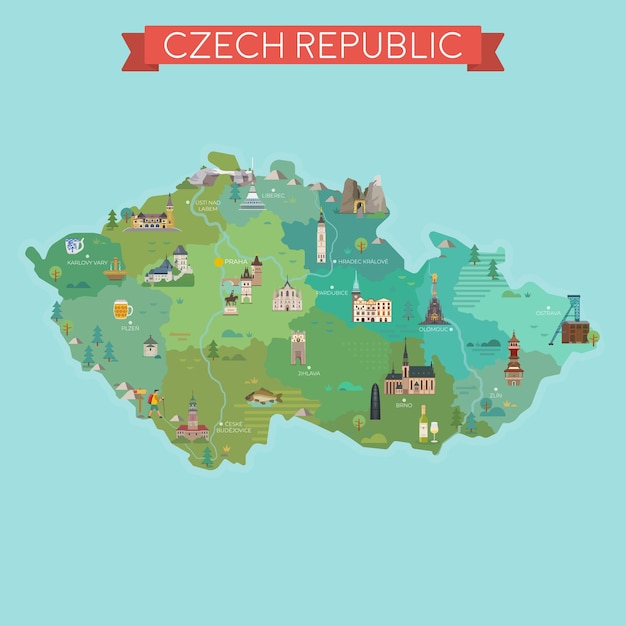 Vecteur carte de la république tchèque