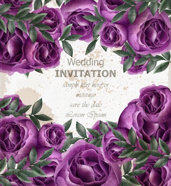 Carte De Roses Invitation De Mariage