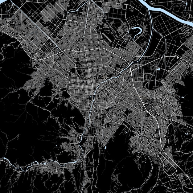 Vecteur carte routière de la ville de sapporo hokkaido japon