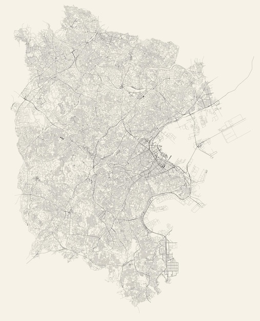 Carte Routière De La Ville De Yokohama Kanagawa Au Japon