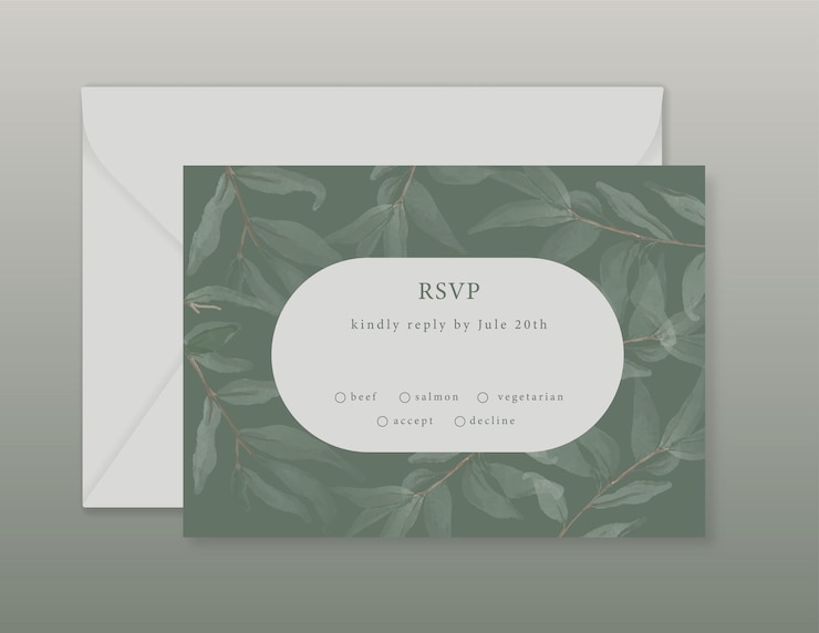 Vecteur carte rsvp botanique de verdure avec feuille d'aquarelle verte pour la douche de bébé d'invitation de mariage
