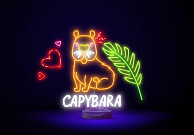 Vecteur carte de saint-valentin cool avec une fille animale capybara amoureuse avec confession de coeur je t'aime vecteur