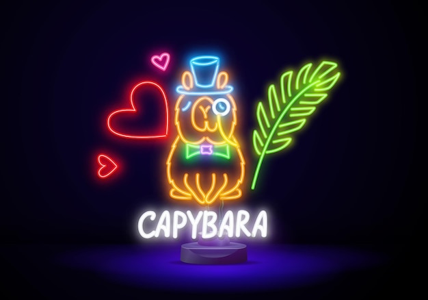 Vecteur carte de saint-valentin cool avec une fille animale capybara amoureuse avec confession de coeur je t'aime vecteur