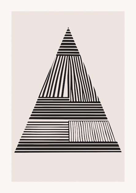 Carte sapin de Noël minimaliste dessin au trait noir et blanc