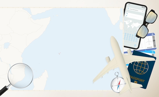 Carte des Seychelles et avion de fret battant pavillon sur la carte détaillée des Seychelles avec pavillon