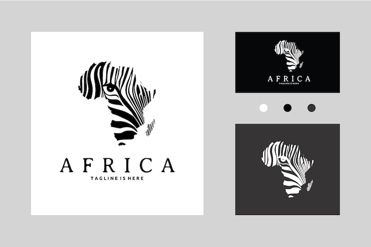 Vecteur carte de la silhouette de l'afrique avec zebra stripes print vector icon design inspiration concept