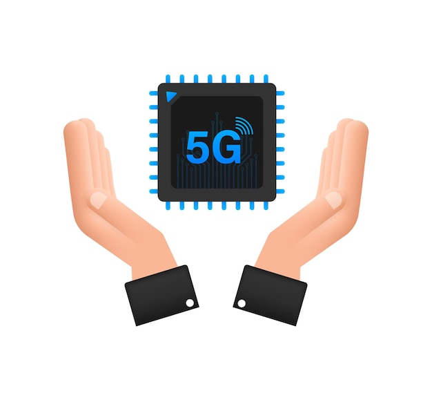 Carte Sim Intégrée 5g Esim Avec Concept De Symbole D'icône De Mains Nouvelle Puce Mobile Cellulaire