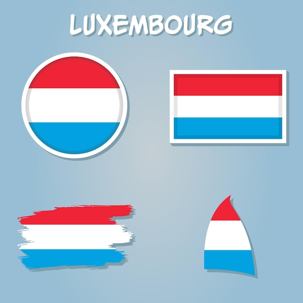 Carte Simple Du Luxembourg Avec Illustration Vectorielle Drapeau Isolé