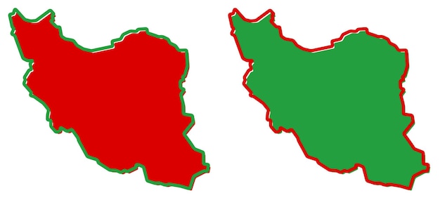 Carte simplifiée du contour de l'Iran (Perse). Le remplissage et le trait sont des couleurs nationales.