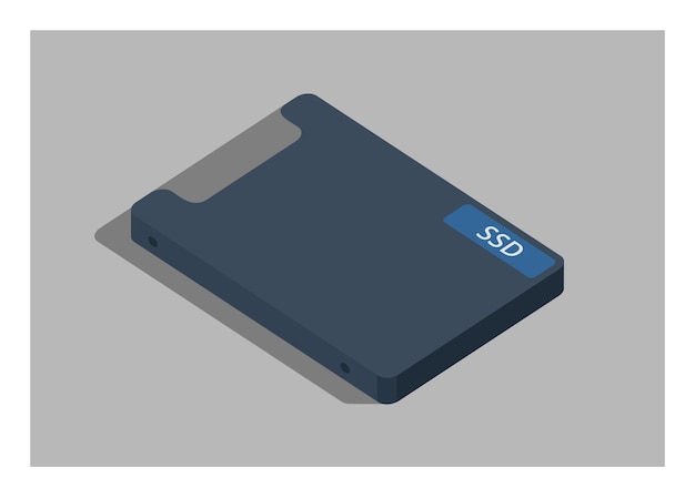 Vecteur carte ssd drive à état solide illustration plate simple en vue isométrique