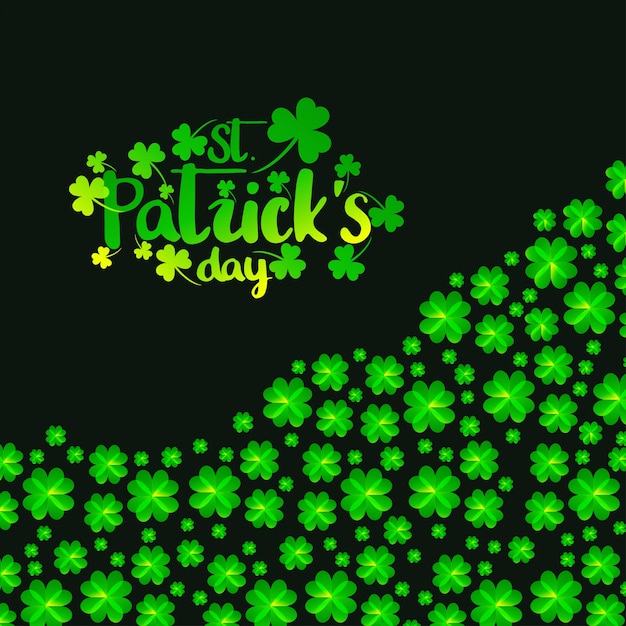 Carte De St Patrick Avec Fond Sombre Et Feuilles