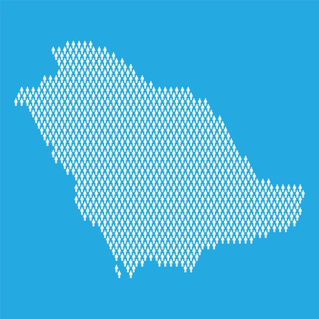 Carte statistique de la population de l'arabie saoudite faite à partir de personnes en forme de bâton