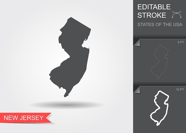 Carte stylisée de l'illustration vectorielle de l'État américain du New Jersey