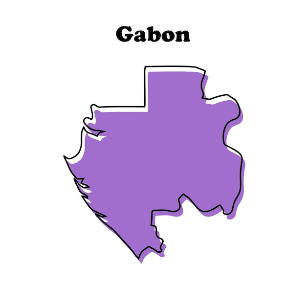 Carte Stylisée Simple En Contour Rouge Du Gabon