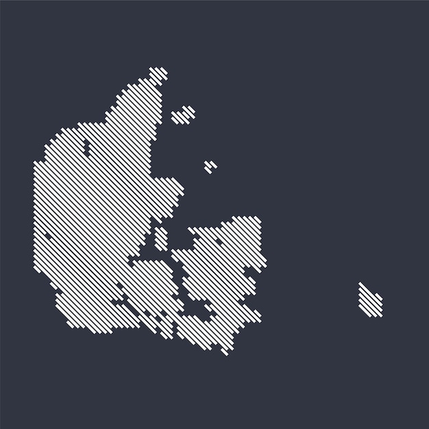 Carte stylisée simple ligne diagonale du danemark