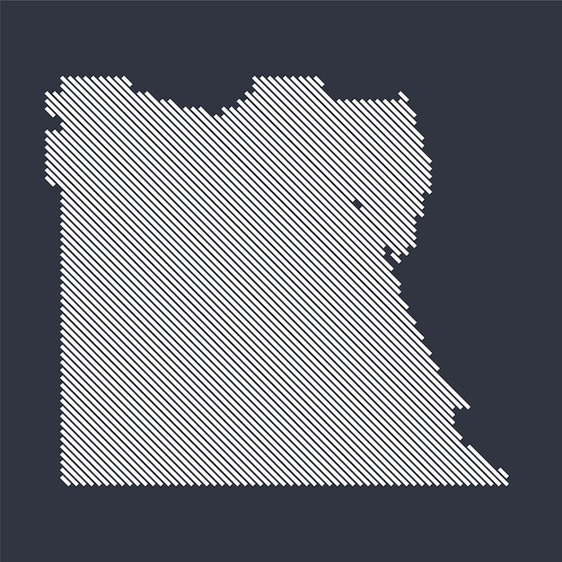 Carte stylisée simple ligne diagonale de l'egypte