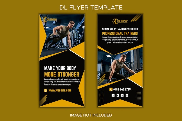 Carte de support de gym ou modèle de flyer dl