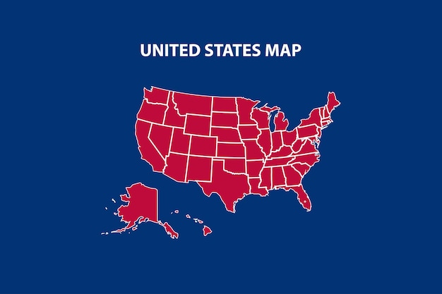 Carte des États-Unis rouge et bleu