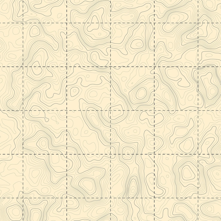 Vecteur carte topographique rétro carte de contour géographique résumé illustration vectorielle de grille de contour