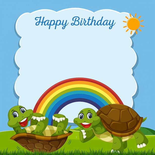 Carte De Tortue Joyeux Anniversaire