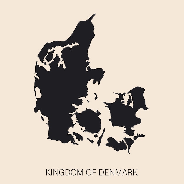 Vecteur carte très détaillée du royaume du danemark avec bordures isolées sur fond icône simple