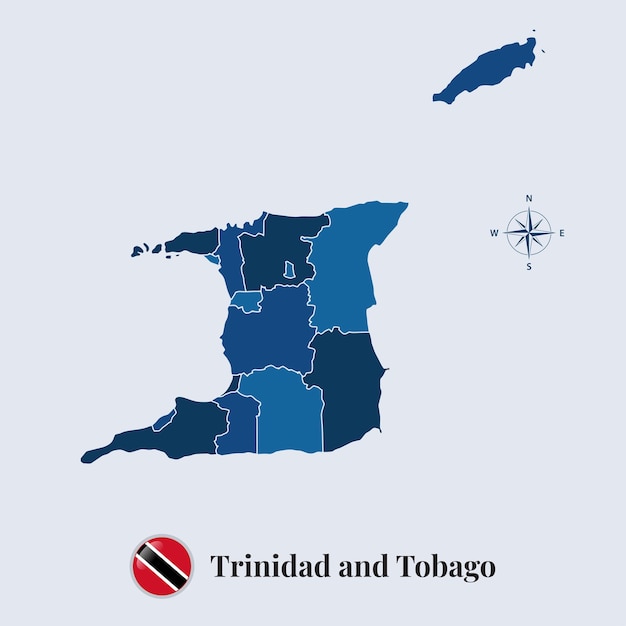 Carte De Trinité-et-tobago Avec Drapeau Carte De Drapeau De Trinité-et-tobago