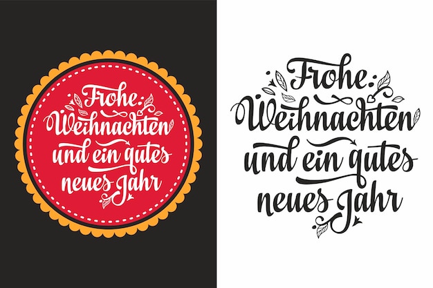 Vecteur carte de typographie de noël allemand frohe weihnachten et neues jahr