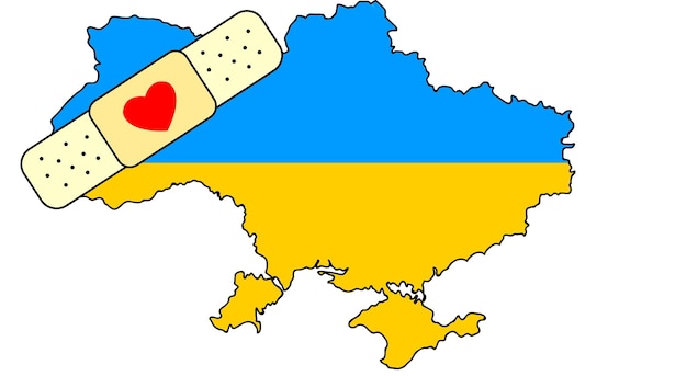 Carte de l'ukraine aux couleurs du drapeau. Soutenez l'Ukraine. Pas de guerre. plâtre en Ukraine. Ukraine ne t'inquiète pas