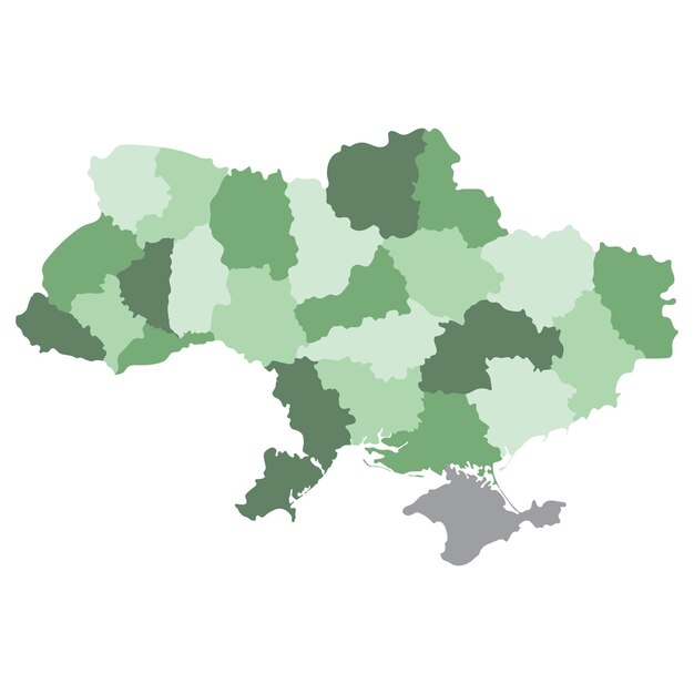 Vecteur carte de l'ukraine carte de l'ukraine dans les régions administratives