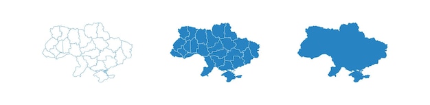 Vecteur carte de l'ukraine définie l'icône de vecteur de contour de pays europe